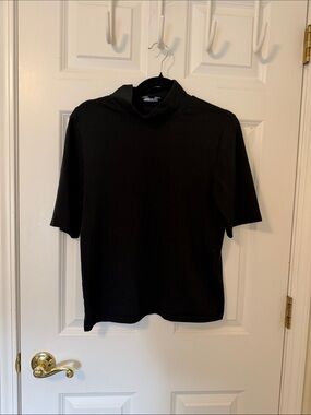 J. Crew Black Short-Sleeve Mock Neck Top Large NWOT